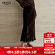 艾諾絲雅詩(shī)【商場(chǎng)同款】2025秋新品100%桑蠶絲優(yōu)雅絲絨魚(yú)尾裙半身裙40823545 紅棕色 M