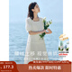 茵曼（INMAN）七七同款連衣裙2025夏女裝新款田園純棉提花方領(lǐng)A字泡泡袖蛋糕裙 珍珠白 M