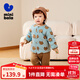 迷你巴拉【植物芯】巴拉冬新款三層鎖溫夾棉睡衣寶寶保暖睡衣棉襖棉褲套裝 藍咖色調00385 100