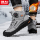 回力男鞋雪地靴男2025冬季新款保暖鞋子男加絨加厚棉鞋男 灰色 41