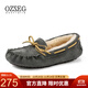 OZZEG澳洲豆豆鞋女冬季加絨保暖真皮棉鞋羊皮毛一體毛毛厚底防滑孕婦鞋 灰色 40