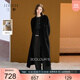 三彩【匠心大衣】100綿羊毛三彩2025冬季新款黑色毛呢外套女S