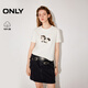 ONLY2026春季新款百搭印花圓領(lǐng)顯瘦腰側捏褶短袖T恤女|126101013 A43奶油白色 M