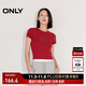 ONLY2025秋季新款時(shí)尚個(gè)性字母圓領(lǐng)彈力修身短袖T恤女|125101002 F15 紅色大麗花 S