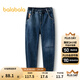 巴拉巴拉童裝男童牛仔褲長(cháng)褲中大童褲子秋冬加絨保暖時(shí)尚蘿卜褲潮 牛仔中藍88201 150