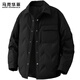 馬克華菲羽絨服襯衫男士冬季新款寬松保暖短款輕薄夾克外套男裝 黑色 XL