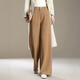 直筒褲女冬季新款毛呢闊腿褲高級醋酸羊毛西裝褲高腰寬松休閑褲 卡其色 爆款 M /2尺-27碼