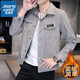 真維斯（Jeanswest）秋冬季新款夾克男士潮流修身百搭上衣服加絨加厚休閑百搭牛仔外套 2008灰色加絨 XL 【125-140斤】
