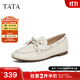 他她（TATA）真皮復古豆豆鞋女鞋一腳蹬棕色休閑單鞋春季新款7QC20AA5 米白 38