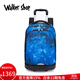 Walker Shop品牌拉桿書(shū)包初中高中學(xué)生男女孩可爬樓大容量?jì)捎帽嘲眯欣瓧U包 藍色幾何