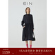 EIN【輕氧亞麻】EIN言自然文藝風(fēng)立領(lǐng)后開(kāi)襟撞色連衣裙秋新款 墨綠 L