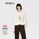 MO&Co.長(cháng)袖T恤2025冬新品棉質(zhì)萌寵系列抽象小狗懷舊印花寬松MBE4TEET05 米白色 XS /155