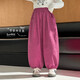 圖圖小象兒童褲子女童純棉燈籠褲中大童束腳褲  紫紅色  130 身高約130cm