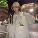 馨顏刺繡棉服女2025秋冬季外套寬松情侶棒球服字母加厚顯瘦棉衣外套女 圖片色   S 90-100斤