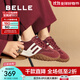 百麗（Belle）休閑舒適阿甘鞋女撞色時尚板鞋B2298CM4預(yù)售 紅色 37 (235mm)