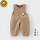 G.duck小黃鴨背帶褲嬰兒羊羔絨加厚冬裝一歲幼兒連體褲加絨寶寶棉褲 卡其色 90 cm
