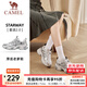 駱駝（CAMEL）星途2.0男鞋女鞋復古休閑厚底增高老爹運動(dòng)鞋子 7038，銀白/黑，女 37