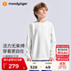 moodytiger【奶皮衣】?jì)和l衣吸濕排汗春秋裝男童柔軟高彈透氣女童運動(dòng)上衣 云朵白D 140 cm