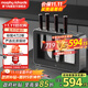 摩飛電器（Morphyrichards）刀具消毒一體機刀具套裝消毒刀架砧板消毒烘干機家用菜刀廚師刀水果刀切菜刀廚具六件套 MR1006 【鋼化玻璃+不銹鋼邊框】四刀兩板