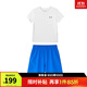 安德瑪（Under Armour）兒童夏季運動(dòng)套裝夏款短褲短袖套裝男大童短袖梭織短褲套裝 白T藍短褲 160