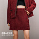 太平鳥(niǎo)新年戰袍熱紅酒2.0小香套裝合體箱型雪尼爾格紋肌理外套女 紅色-裙子 L 165