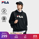 FILA 斐樂情侶款男女連帽衛(wèi)衣2025冬季新款休閑寬松加絨保暖長(zhǎng)袖上衣 【常規(guī)款】正黑色-BK XL 180/100A/XL