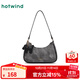 熱風(fēng)單肩包女2025年夏季新款經(jīng)典布紋擦色腋下包小狗掛件單肩斜挎包女 72黑灰 F