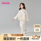 笛莎童裝女童套裝2025春裝女寶時(shí)尚運動(dòng)長(cháng)袖束腳褲套裝 米白 140
