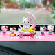 LZJV汽車(chē)太陽(yáng)能搖頭擺件HelloKitty卡通女車(chē)載高檔中控臺車(chē)內裝飾用品 粉月亮KT+KT粉墊+泳圈6只