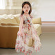 圖圖小象女童連衣裙兒童洋氣公主裙童裝碎花裙 米色  140 身高約140cm