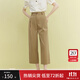 范思藍恩23FS12465通勤闊腿八分休閑褲女夏新款百搭松緊褲子 卡其色 XS