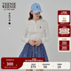 Teenie Weenie小熊女裝長(cháng)袖T恤2025秋季新款半開(kāi)襟溫柔時(shí)尚打底衫 象牙白 M