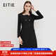 愛(ài)特愛(ài)（EITIE）氣質(zhì)復古雙排扣收腰精致通勤連衣裙秋季新款小黑裙7107837 極簡(jiǎn)黑20 XL 170