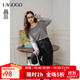 LAGOGO純色亨利領(lǐng)簡(jiǎn)約長(cháng)袖T恤女拉谷谷2025春新款柔軟打底衫上衣 灰色 L