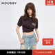 moussy 2025新品美式復古做舊LOGO寬松短袖T恤010IS290-4771 021淺黑色 均碼