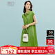 晚白【新品】2025夏款時尚氣質(zhì)裙子休閑純色無袖亞麻寬松連衣裙 綠色 L
