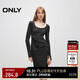 ONLY 2024秋季螺紋修身顯瘦U型領(lǐng)針織短裙連衣裙女|124346001