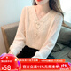 梵奧格低領(lǐng)打底衫女秋冬內搭洋氣2025新款蕾絲衫V領(lǐng)時(shí)尚小香風(fēng)上衣氣質(zhì) 杏色春秋常規款 XL 建議115-125斤