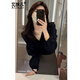 艾珠兒（Aizhuer）連衣裙秋裝女2025年春秋季新款搭配整套裝氣質(zhì)漂亮襯衫上衣PU皮裙 黑色上衣+咖色皮裙 M
