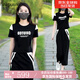 PAGKAVIO國際一線(xiàn)品牌運動(dòng)套裝女夏季休閑裙女新款時(shí)尚減齡短袖套裝 黑色（禮盒包裝） XL [110-120斤]