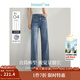 茵曼（INMAN）彈力萊卡牛仔喇叭褲2025春秋季女新款高腰復古打底長(cháng)褲子 牛仔藍加絨-18348358 26