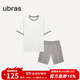 ubras純色舒適柔軟水果全棉家居服睡衣女短袖長(cháng)褲短褲套裝情侶款軟棉棉 【短袖短褲】男款-奶糖白色 L