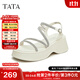 他她（TATA）休閑厚底涼鞋女鞋潮流一字帶法式?jīng)鲂镄驴頓WFF1BL4 米白/銀 36