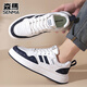 senma森馬男鞋厚底板鞋秋季新款輕奢休閑運動(dòng)鞋透氣增高網(wǎng)面小白鞋男 白深藍 42