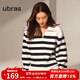 ubras【劉雯同款】慕斯絨條紋保暖加絨家居服套裝女加厚加絨睡衣冬季女 小翻領(lǐng)-白色 M