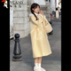啄木鳥(niǎo)感美拉德2026外套冬季新款甜美牛角扣中長(cháng)款呢子大衣女小個(gè)子斗篷 黃色 M