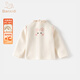 班喜迪女童長(cháng)袖t恤冬裝2026新款洋氣加絨寶寶加絨上衣秋冬款兒童打底衫 米色 110