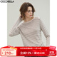 COCOBELLA預售設計感羊毛細條紋針織衫女秋冬氣質(zhì)卷邊毛衣MZ130B 條紋 L 實(shí)物請以平鋪細節為準