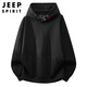 JEEP SPIRIT吉普連帽衛衣男士春季重磅寬松外套男運動(dòng)上衣服 黑色 XL