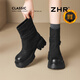 ZHR【徐若晗同款】加絨短靴女冬厚底馬丁靴褲管雪地靴 KN261A黑色36